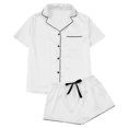 thumbnail image 1 of Gibobby conjuntos de pijama de calidad Pijamas de mujer Pijamas de talla grande Pijamas de seda de imitación Conjunto de ropa de casa informal sexy de verano para mujer Estilo delgado (Blanco, M), 1 of 3