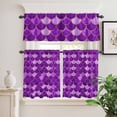 thumbnail image 2 of 3 Piece Kitchen Curtains and Valances Set Purple Fish Scale Cafe Curtains 36 Inch Length Modern Geometric Ombre Abstract Moroccan Valance & Tier Curtain for Living Room Bedroom 54"x18"+27"x36"*2, 2 of 6