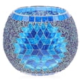 thumbnail image 1 of 1pc Blue Glass Candle Holder Mosaic Candlestick European Style Battery Not Included, 1 of 8