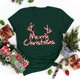 thumbnail image 2 of Gibobby Tops navideños para Mujer Camiseta de manga corta con cuello redondo y estampado de Navidad para mujer(Verde,M), 2 of 5
