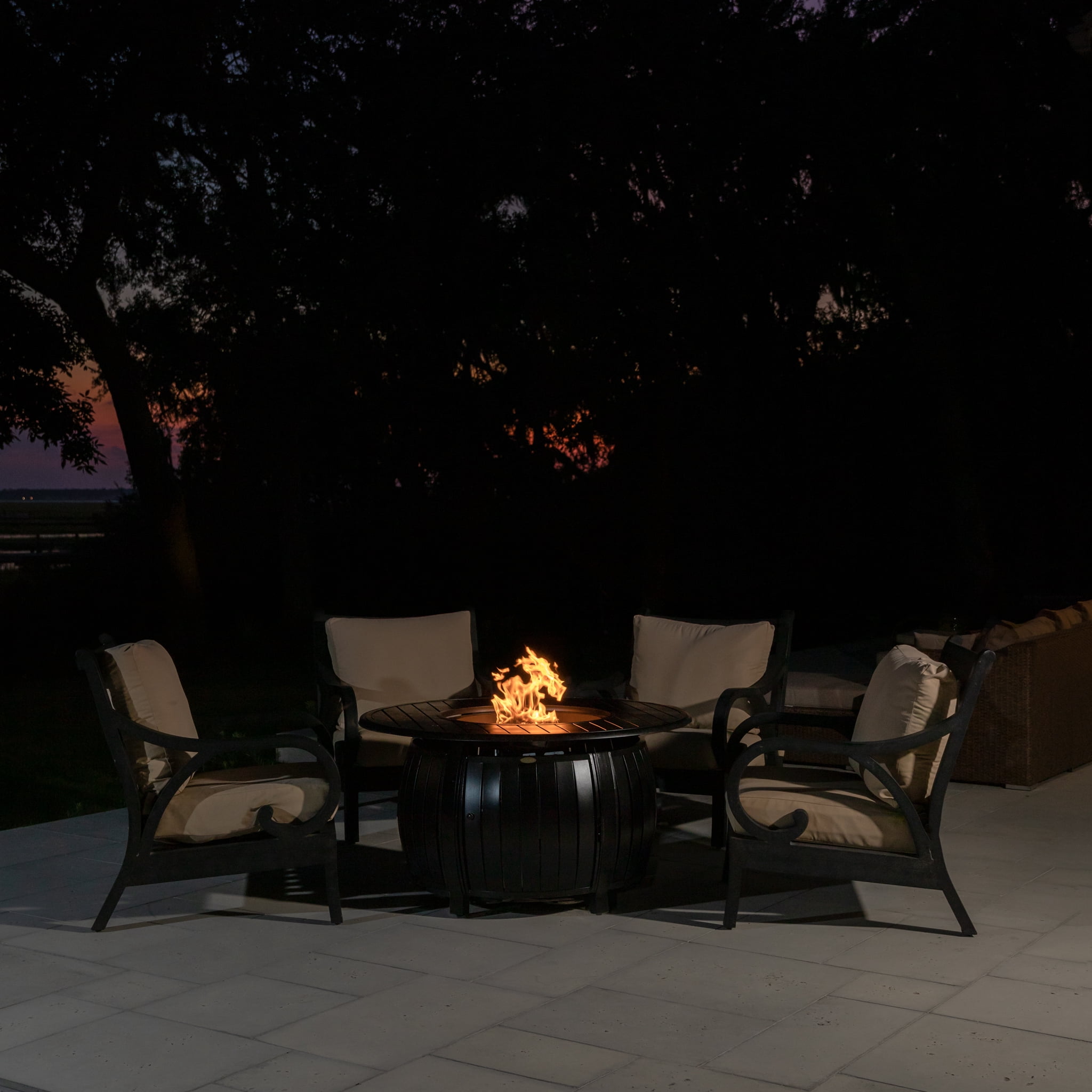 Fire Sense Copper Aluminum Gas Fire Pit Table Multi-Functional with Fire Bowl Lid, Bronze Finish-44"