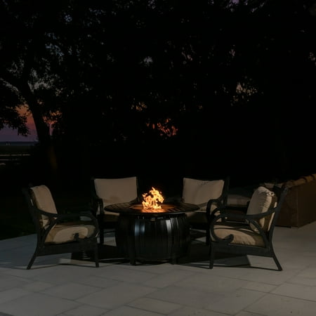 Fire Sense - Grand Cooper Aluminum Round LPG Fire Pit - Antique Bronze