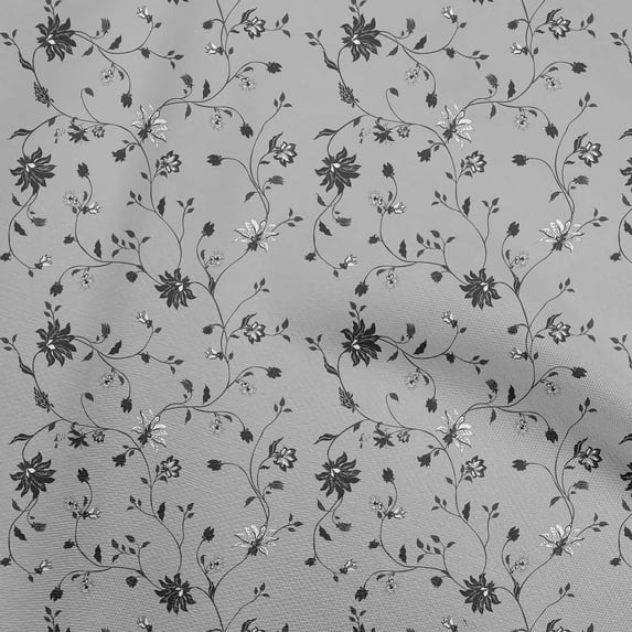 oneOone Cotton Cambric Gray Fabric Floral Quilting Supplies Print Sewing Fabric By The Yard 56 Inch Wide