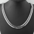 thumbnail image 2 of QQTDFG HEAVY 20mm Silver Cut Curb Cuban Link Chain 316L Stainless Steel Men's Necklace-Silver-9mm-34 inch, 2 of 2