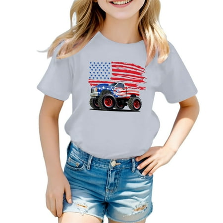 

Yzengfg Kids Boys Girls America Flag Shirts 4th Of July T Shirt Toddler Girls Cotton Patriotic Tops Tee Independence Day Clothes Boys Tops 4-5 Years