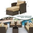 thumbnail image 3 of RoyalCraft Modular Collections Patio Sofa Chair with Ottoman, Outdoor Brown Rattan Lounger Sofa Chair Set with Seat and Back Cushions, Aluminum Frame, 3 of 7