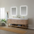 thumbnail image 4 of Vinnova Alistair 72" White Grain Stone Top with Mirror in North American Oak, 4 of 10