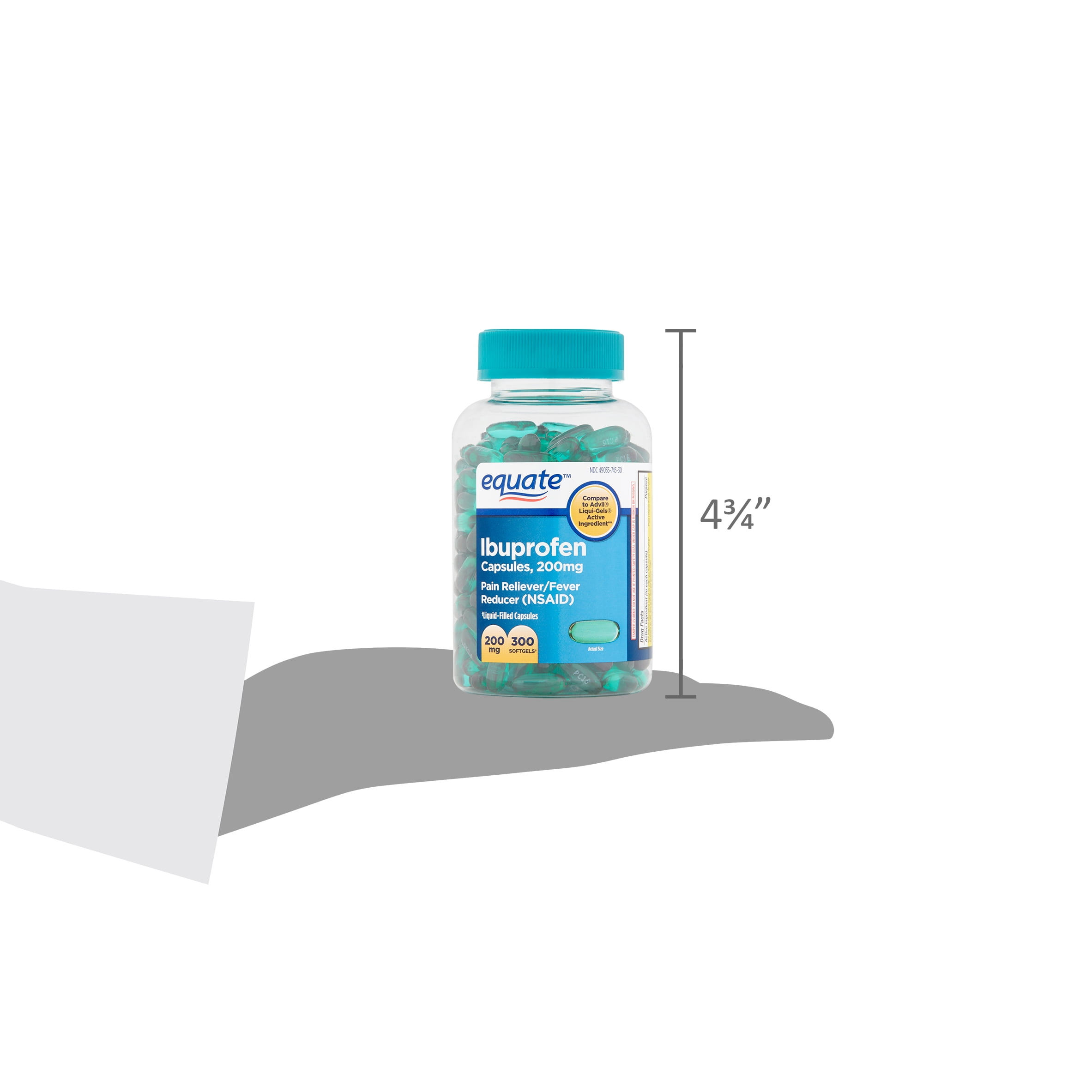 Equate Ibuprofen Capsules, 200 mg, 300 Count