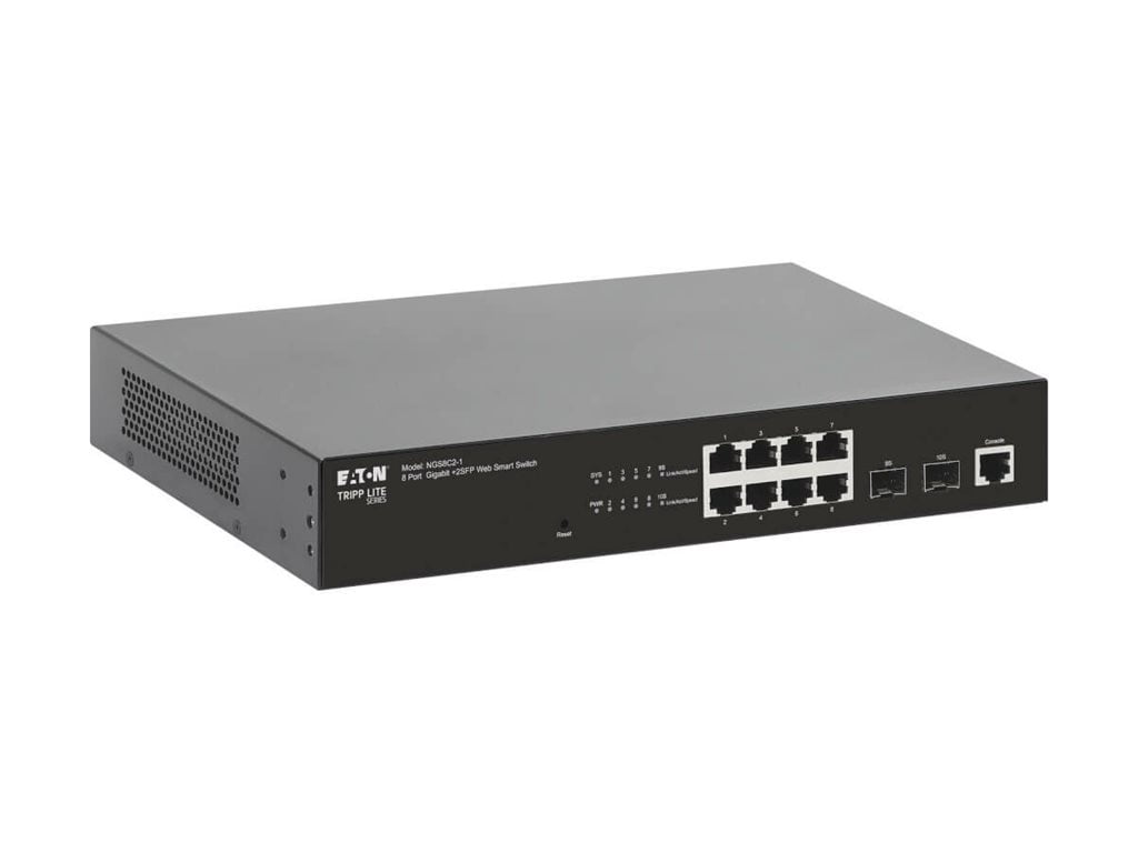 Tripp Lite series 8-Port Managed Gigabit Ethernet Switch - Layer 2, 1 Gbps, 2x GbE SFP Ports, 1U Rack/Desktop (ngs8c2-1)