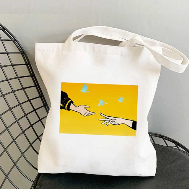 Sac de Courses Banane Poisson Sac en Toile pour Courses Sac Fourre-Tout Réutilisable Bolsa Compra Boodschappentas Saclas 3 35x40cm une Face
