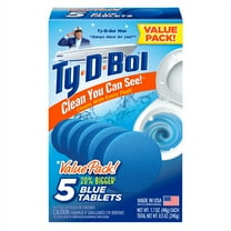 Ty-D-Bol Toilet Cleaner, Blue Toilet Bowl Cleaner Tablets, Bleach Free, 1.7 oz, 5 Pack