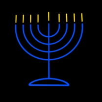 LED Neon Strip Light Menorah Hanukkah Decoration - Lighted Sign - Blue and Yellow - 24 Inch