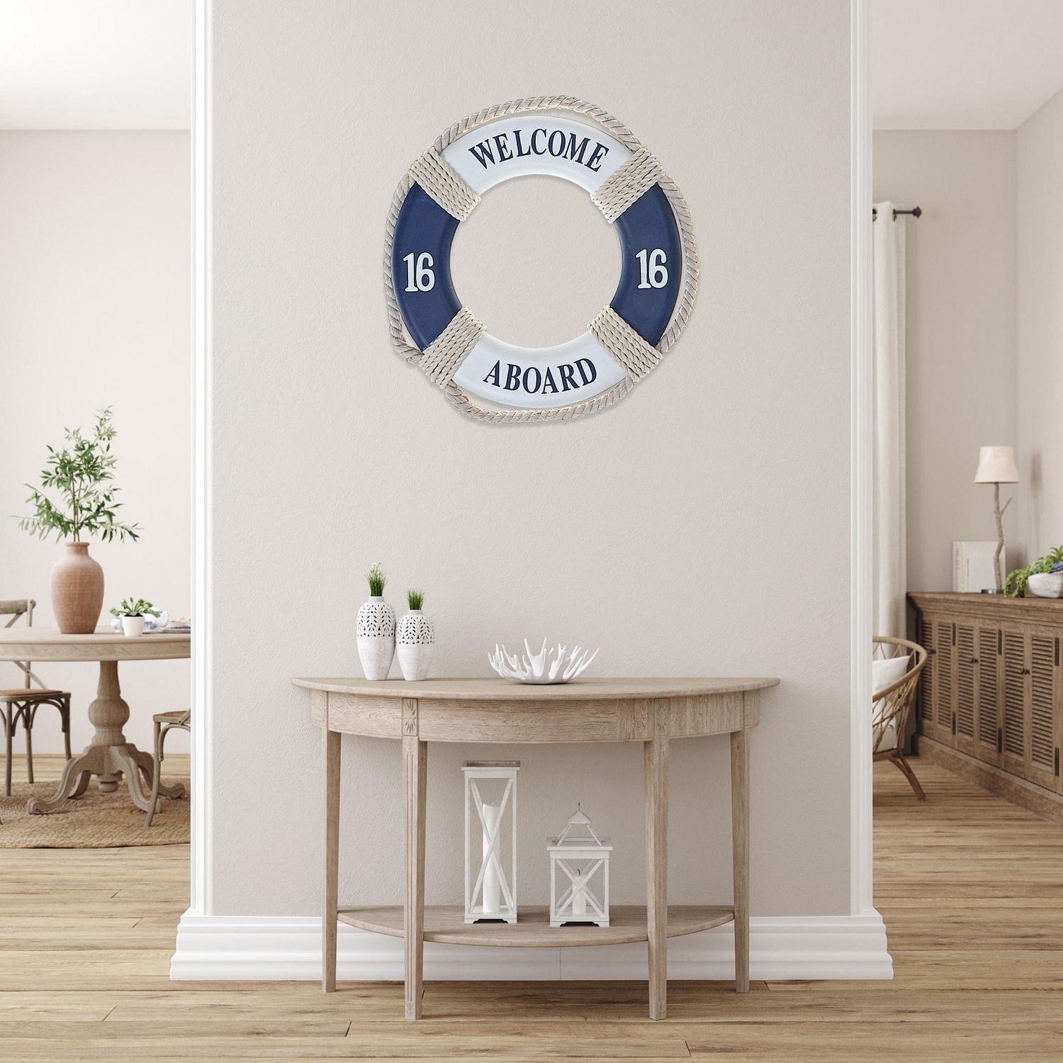 IH Casa Decor Buée De Durée De Vie En Bois Avec Décoration De Corde 14,2"