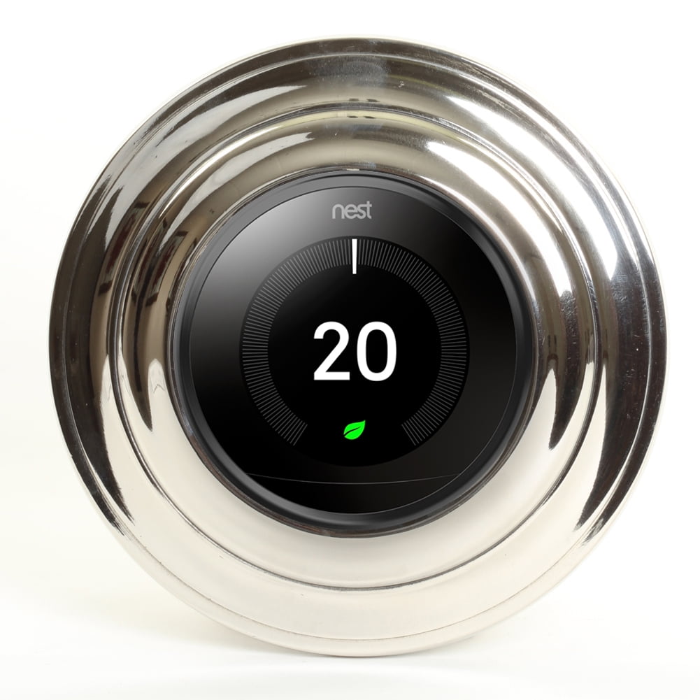 Koyal Wholesale Shiny Silver Polished Metal Smart Thermostat Trim Plate Round 7-Inch Plate Covers