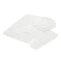 Queen Mary Bath Rugs 3 Piece Bathroom Rug Set, Luxury Soft Plush Bath Mat, Countour Rug, Toilet Seat Lid Cover, Non-Slip, Floor Mats Water Absorbent - White