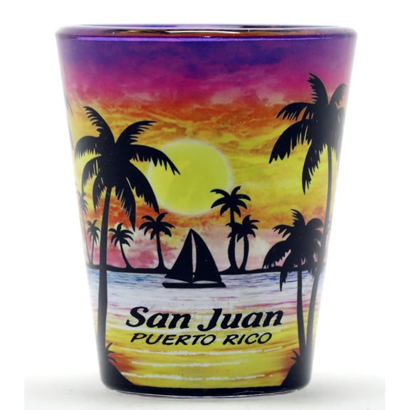 San Juan Puerto Rico Palm Sunset Shot Glass