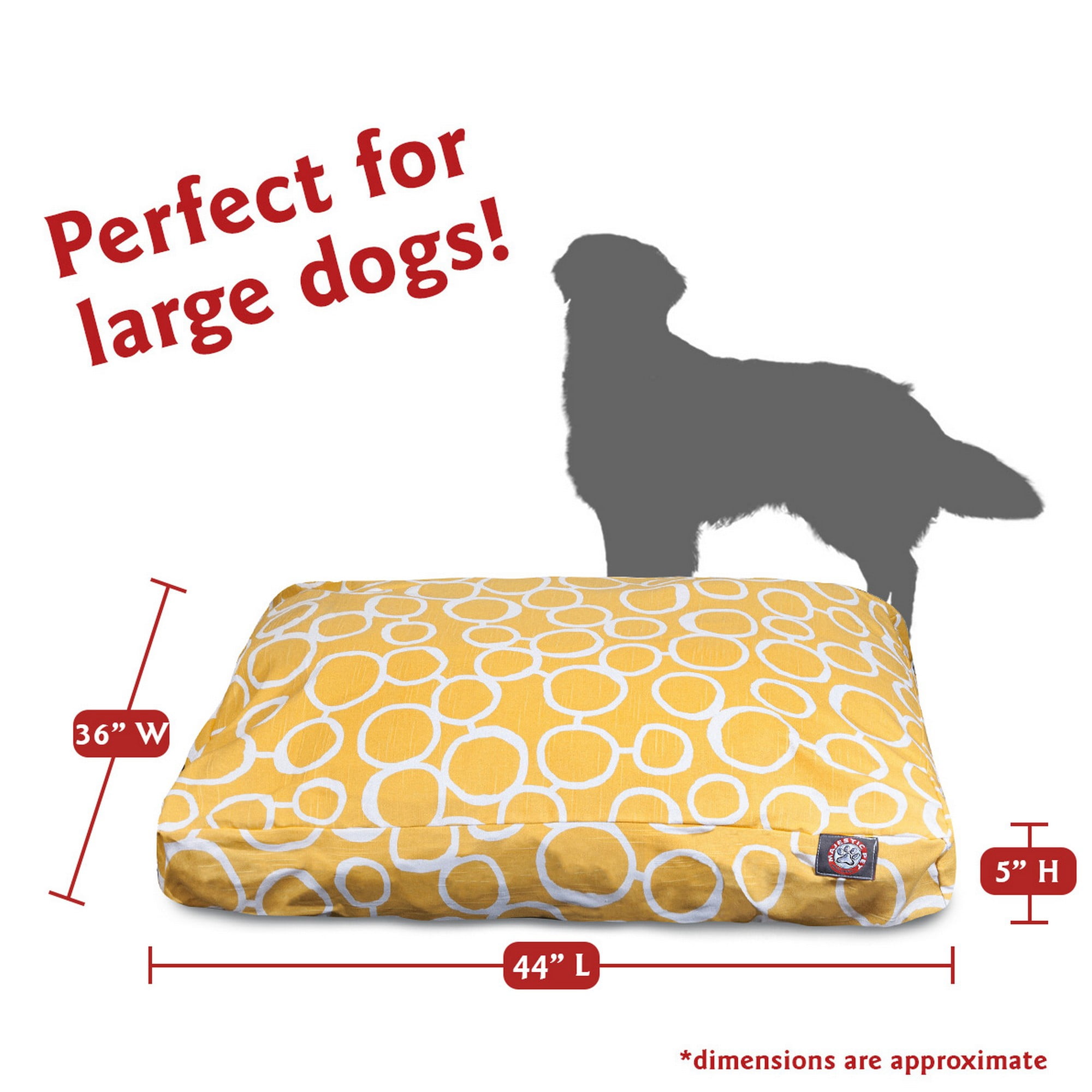 Majestic Pet | Fusion Shredded Memory Foam Rectangle Pet Bed For Dogs, Removable Cover, Yellow, Large