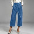 thumbnail image 2 of Erwazi Palazzo Denim Capri Pants for Women Button Waistband Loose Casual Trendy High Waist Jeans Capris with Pocket, 2 of 8