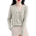 thumbnail image 3 of Women's Bow Tie Decoration Knit Sweater, Soft Loose Fit Long Sleeve Pullover Top, 2025 Fall New Classic Casual Blouse, Comfortable Stretchable Daily Wear for Seasonal Transition Beige XXL, 3 of 5