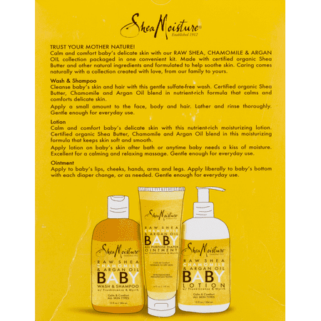 SheaMoisture Gift Set - Baby - Raw Shea Chamomile and Argan Oil - Calm and Comfort Kit - 3 Pieces - 1 Set