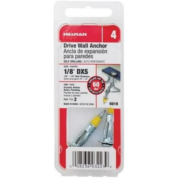 Hillman 5019 0.12 in. Extra Short Drive Wall Anchors - Pack of 10
