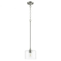 Quorum Lighting Dakota 1-Light Pendant, Satin Nickel, Clear Seeded Glass