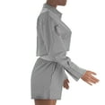 thumbnail image 3 of MAIHAN Women’s 2 Piece Lounge Tracksuit Outfit Sets Summer Loose Fit Long Sleeve Shirt and Elastic Waist Shorts Women Shorts Sets Outfits Summer Travel Outfits for Women Two Piece Outfit, 3 of 5