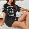 thumbnail image 4 of Balery Black White Hat Skull Conjunto de Pijama para Mujer con Estampado, Dos Piezas de Manga Corta y Shorts, Ropa de Dormir Suave con Cuello Redondo y Bolsillos-Small, 4 of 6