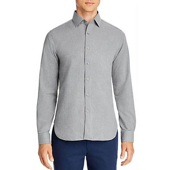 The Men's Store  Chambray Classic Fit Shirt Grey-2XL