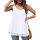 thumbnail image 4 of Camiseta sin mangas de verano para mujer con botones de retazos de encaje sólido y cuello redondo Pompotops lopia992580, 4 of 9