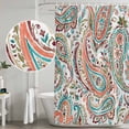 thumbnail image 5 of Paisley Flower Shower Curtain, Waterproof Shower Curtains for Bathroom, Spring Watercolor Floral Leaf Plant Orange Washable Fabric Bathtub Curtain Set Bath Decor with 12 Hooks Standard 72"x72", 5 of 8