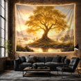 thumbnail image 6 of Golden Tree of Life Beside a Misty River Valley, Dreamy Fantasy for Home Decor Lovers, Nature Inspired Artwork, Housewarming Gift Tapestry Wall Hanging for Living Room and Bedroom, 6 of 7