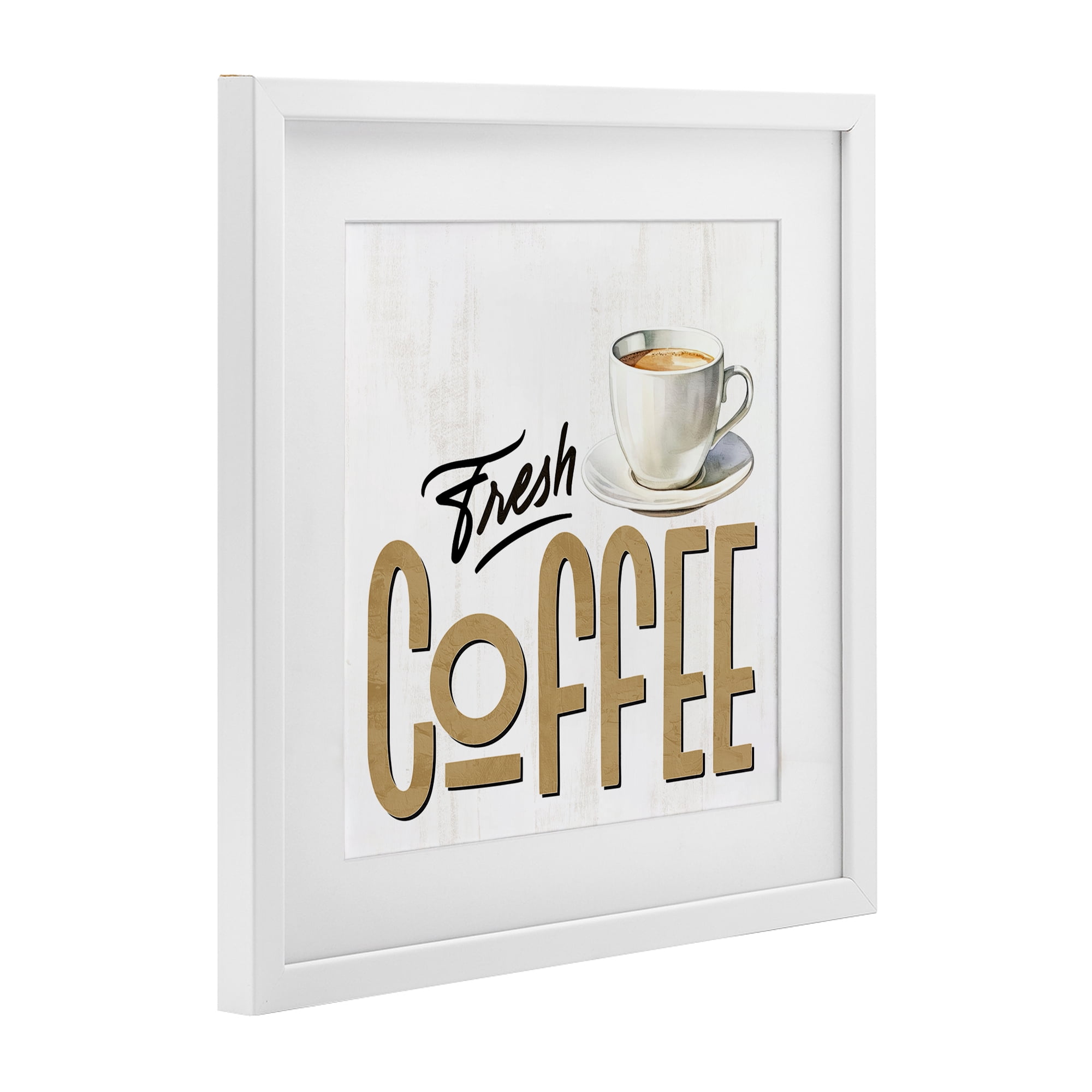 Stupell Industries Fresh Hot Coffee White Framed Print Under Glass, design by Kim Allen