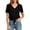 A655 Black, variant on Womens Short Sleeve V Neck Button Down Shirts Front Tie Knot Summer Tops Casual Loose Fit Plain Blouses Basic Lightweight Tee Soft Breathable Fashion Apparel Clothing