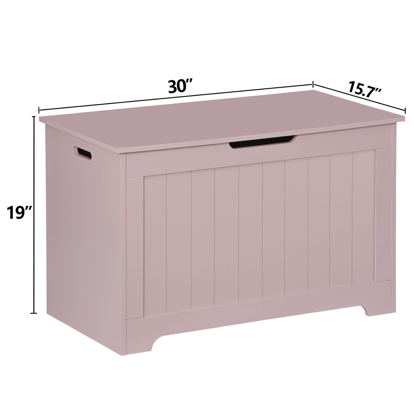 Wooden Toy Chest Lift Top Entryway Storage Box Bench Safety Hinged Lid Pink