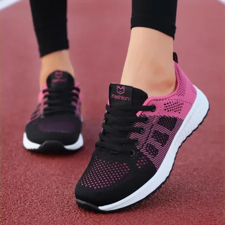 

Women‘s Casual Sneakers Breathable Sport Shoes Color-block Lace-up Running Shoes