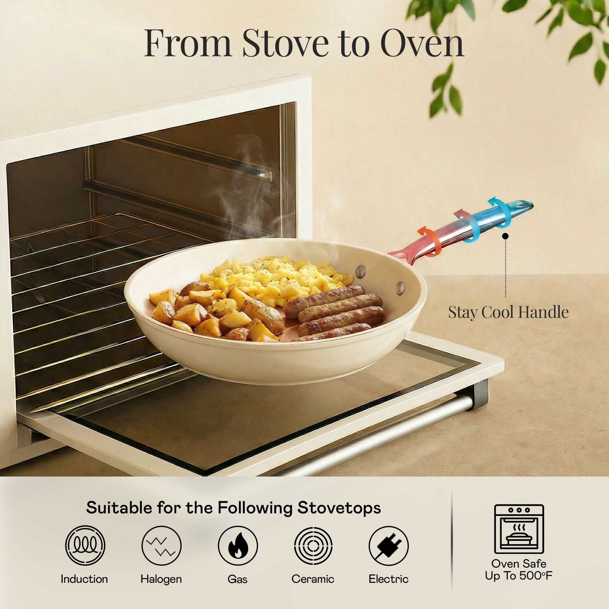 Gotham Steel Pro 13 Pc Ceramic Pots and Pans Set Non Stick, Ceramic Cookware Set, Induction Ready Pot and Pan Set, Forged Aluminum Construction, Dishwasher Safe, Cream