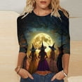 thumbnail image 2 of successthop Halloween Shirts for Women Plus Size Witch 3/4 Sleeve Tops Holiday Tee Happy Festival Fall Vacation Clothes, 2 of 4