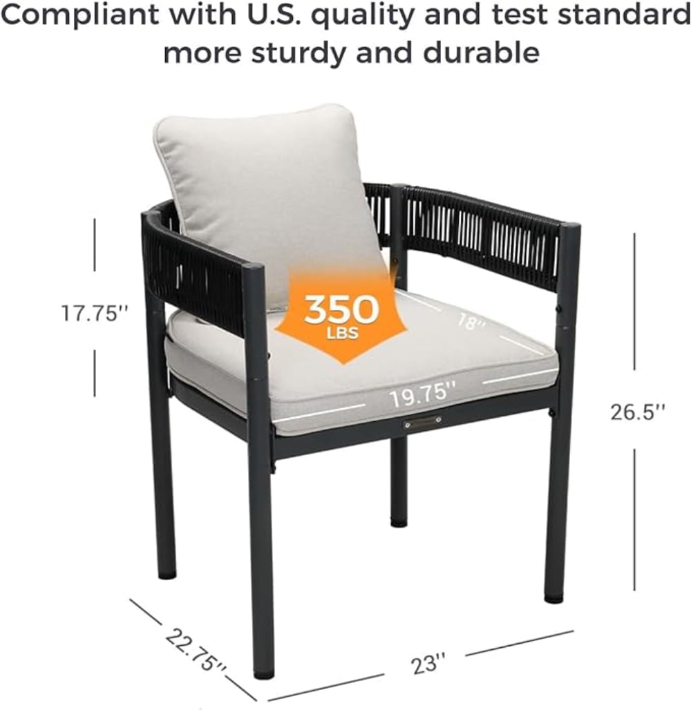 GRANDPATIO 4-Piece Steel Dining Set with 4 Chairs and Cushions, Beige