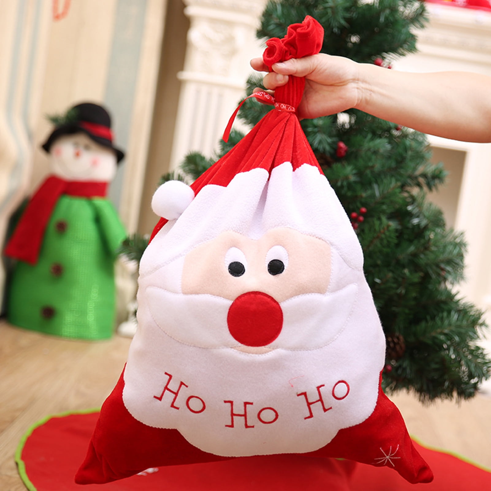 UDIYO Exquisite Gift Bag Handle Rope Flannel Creative Santa