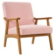 thumbnail image 6 of Hassch Modern Wood Armchair Teddy Velvet Lounge Chair Backrest Seat, Pink, 6 of 10