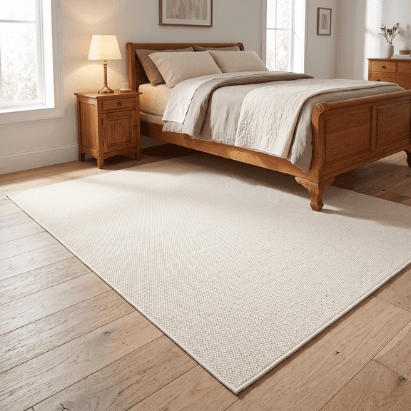 WANLISELL 5' x 7' Area Rugs, Low Pile Indoor Washable Rugs, Non-Slip Neutral Modern Living Room Rug Floor Carpet for Bedroom Home Office, White