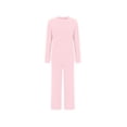 thumbnail image 3 of Pajamas for Women Set Fuzzy Fleece Long Sleeve Shirt And Wide Leg Pants Pj Suits Fashion Warm Loose Loungewear (Pink 5XL), 3 of 5