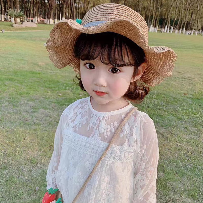 Bullpiano Summer Toddler Girls Boho Straw Beach Hat Kids Sun Protection