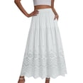 thumbnail image 2 of qelini Lace Maxi Skirt for Women Long Skirt Elastic High Waist A-line Skirt Solid Color Casual Skirt, 2 of 6