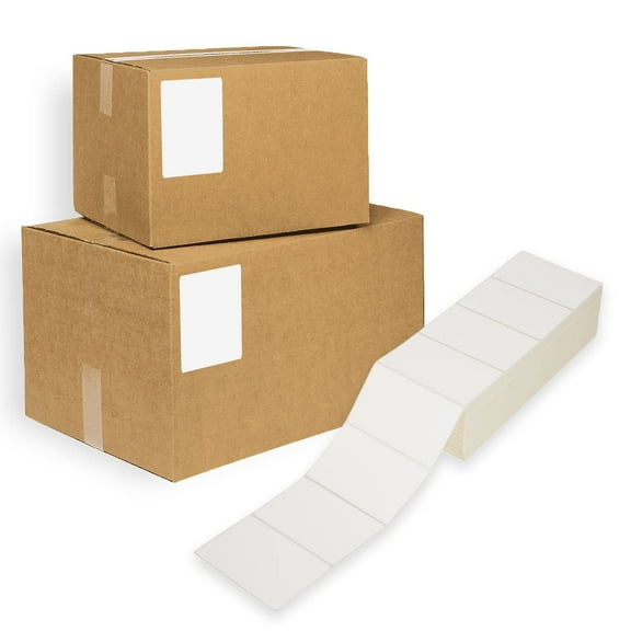 White Thermal Transfer Fanfold Labels, 3 Mil Polypropylene, 8000 Count, 5 x 3 in