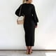 thumbnail image 3 of Gibobby Vestido de punto para mujer Vestido de suéter de longitud media de color sólido para mujer, elegante vestido envolvente de punto con cuello en V y manga larga(Negro,G), 3 of 5