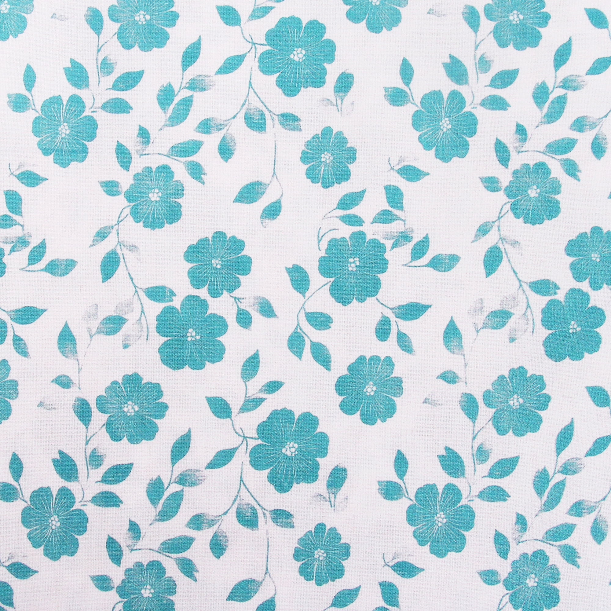 Threadart Cotton Quilting Fabric Sold By The Yard - Vintage Threads Collection - 44" Width - 100% Cotton - Quilting, Sewing, Crafts - Aqua Flower