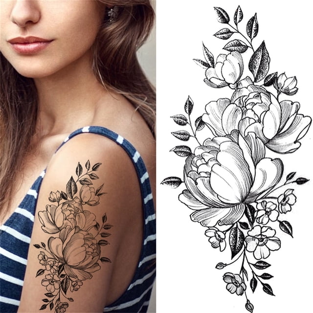 Fiudx Tatuajes de Bocetos, Pegatinas Abstractas, Flores Rosas