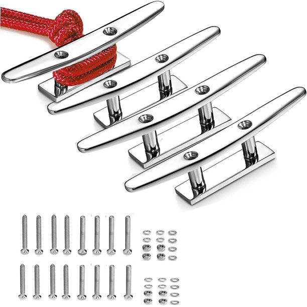 Cornamusas De Acero Inoxidable 316 - Pack De 4, 8 Pulgadas, Base Abierta, Para Barcos, Muelles Y Decoración